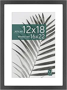 MCS Studio Gallery 16x22 Matted Poster Frame with 12x18 Picture Display, Black Woodgrain Vertical & Horizontal Wall Hanging Large Picture Frame for Photos, Posters & Art Prints (1-Pack)