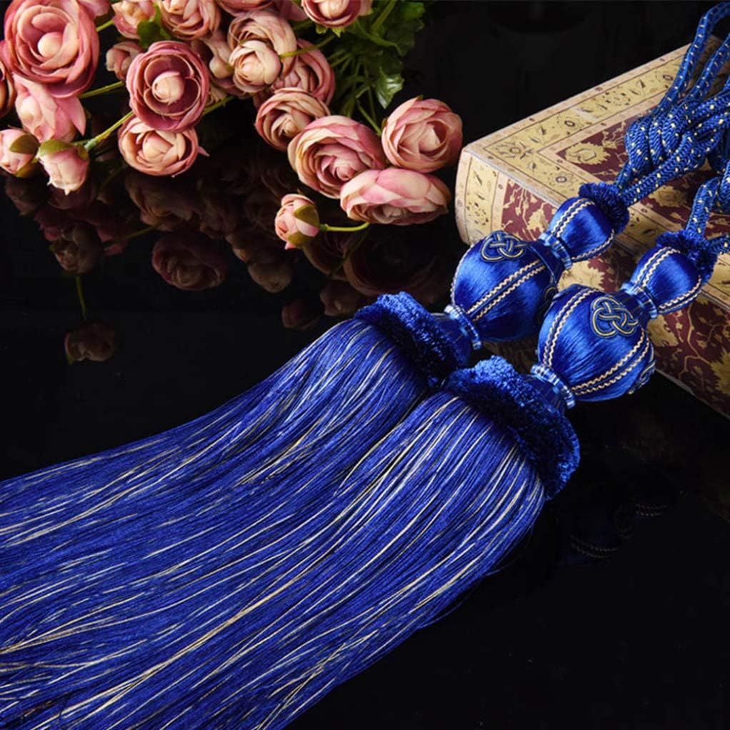 Curtain Tiebacks，Curtain Ties for Drapes，Retro Braided Curtain Tassel Tieback for Living Room Office Window Drapery Holdback Rope Luxury Window Treatment，Golden-OneSize