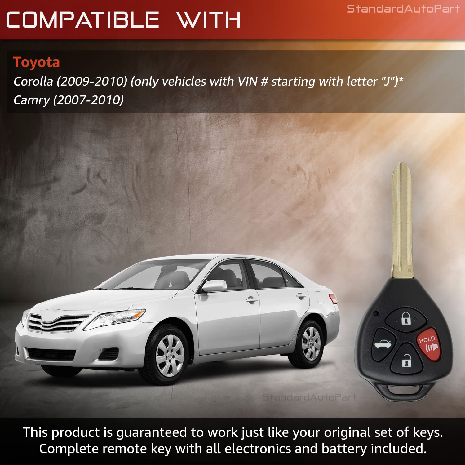StandardAutoPart Telecomando per chiave a distanza compatibile con Toyota Camry 2007 2008 2009 2010 2011 Corolla 2009 2010 HYQ12BBY 4D67