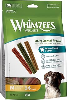 WHIMZEES Stix, Kaustangen für mittelgroße Hunde, Hundesnack zur Zahnpflege, Größe M, 14 Stück, ohne Zuckerzusatz, getreidefrei, natürlich, fettarm product image