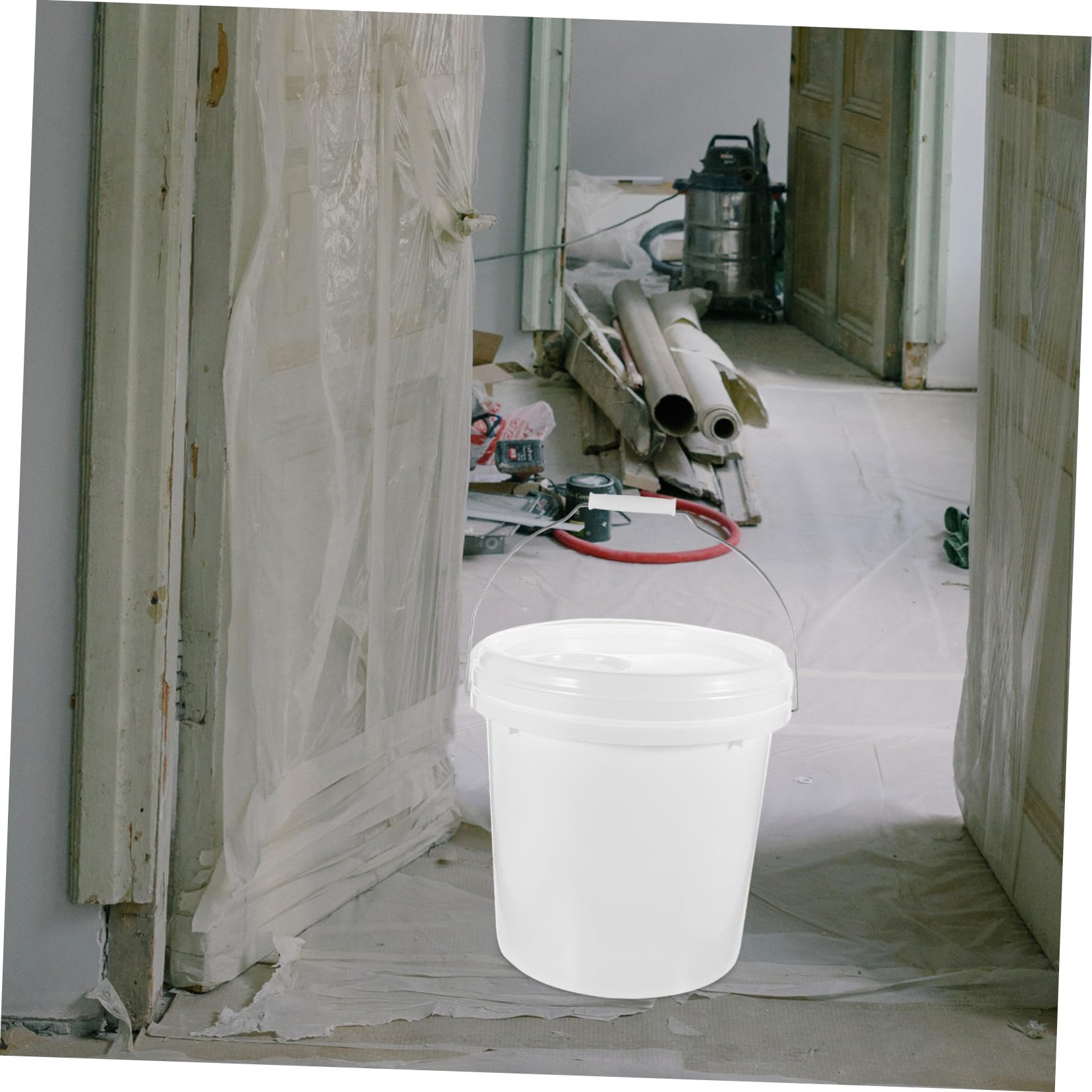 Gadpiparty Cubo de Pintura Práctico de 10l Blanco con Tapa Hermética y Material Hdpe Resistente para Almacenar Pintura y Uso Fácil en Proyectos de Hogar