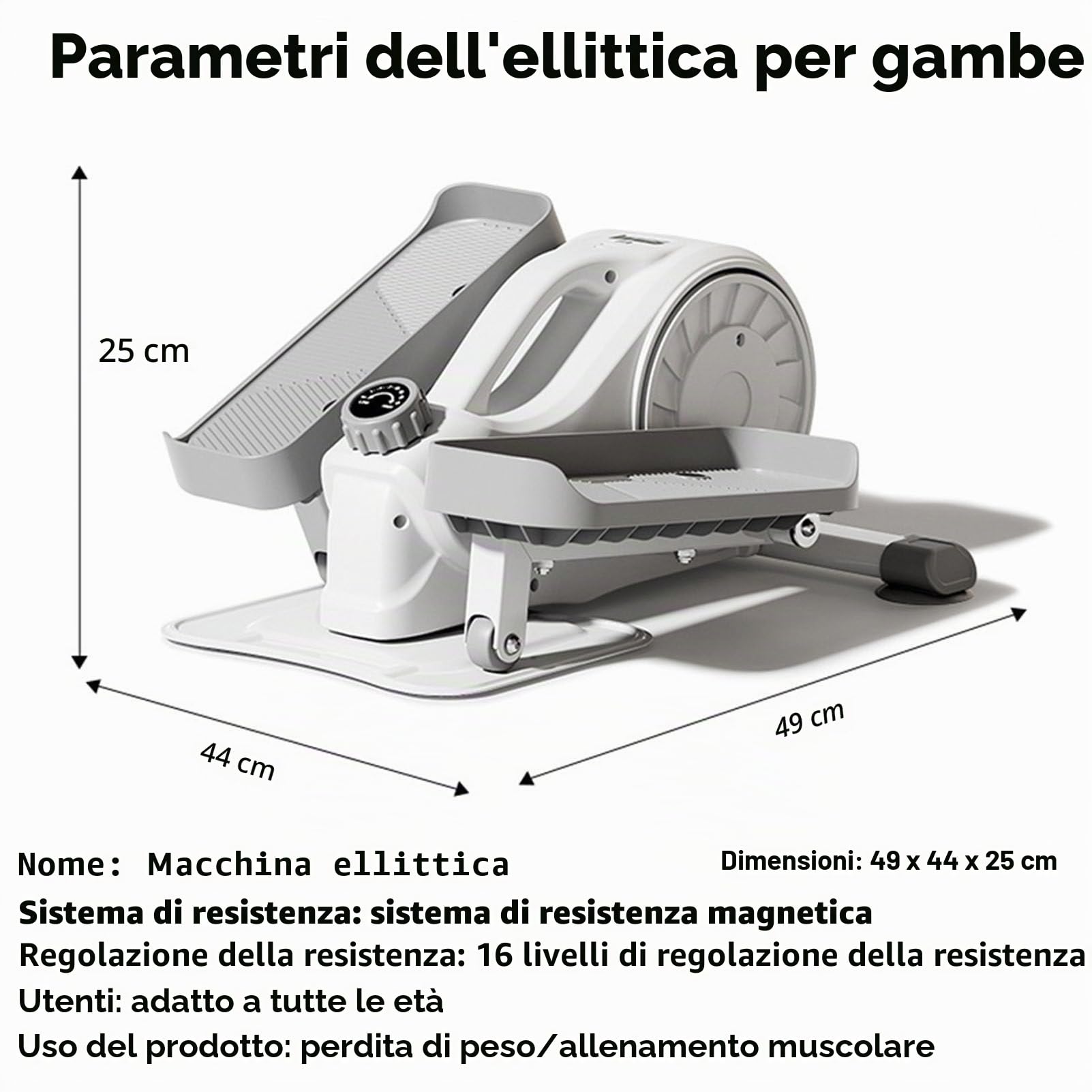 Ellipse Leg Exerciser per Anziani e Adulti, pedaliera elettrica con 16 velocità Regolabili, Stepper per Esercizi di Salute e Fitness