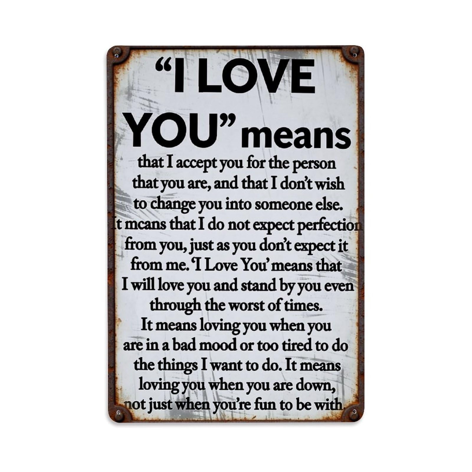 Jdfenggu Vintage I Love You Means Acceptance(1) Retro Metal Tin Sign, Decor Art Poster For Bar, Home, Man Cave, Kitchen, Laundry Room Gift 8X12inch