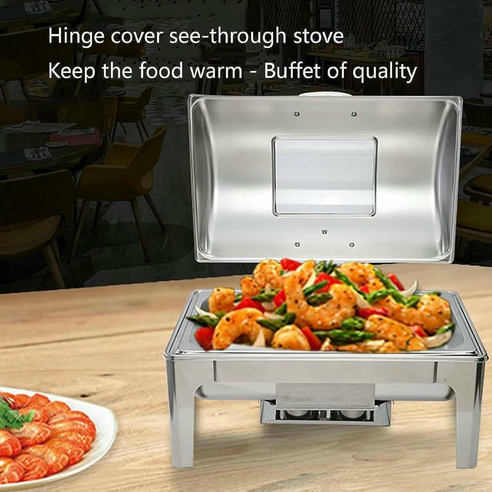 Chauffe-Plats - Jeu De Buffet Hot Pot. Rouleau Supérieur en Acier Inoxydable, Bateau À Eau Et Support De Carburant De Mariage, 9 L ~/,
