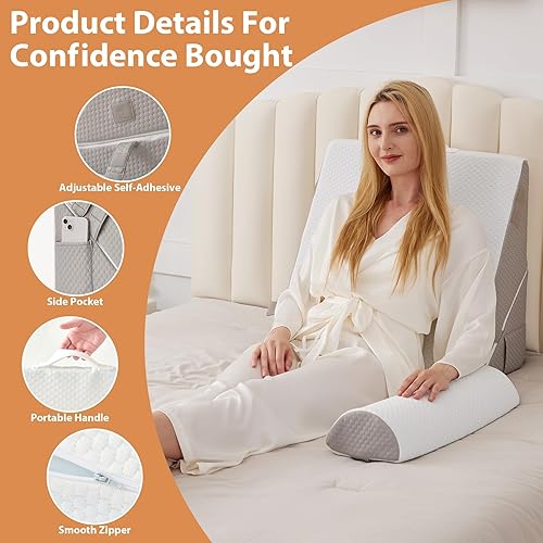 Miniatura 4 de Juego de 4 almohadas ortopédicas de cuña para cama, almohada de cuña de espuma viscoelástica ajustable, cuñas de almohada para poscirugía, alivio