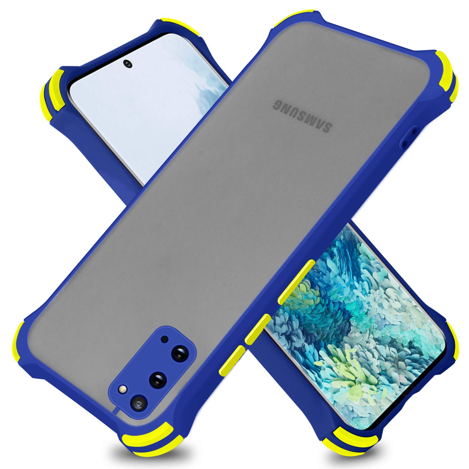 Samsung Galaxy S20 Case, Camera Lens Protective Half Clear Matte Hard with 4 Corners Shock Skid Proof Scratch-Resistant PC+TPU Protection Cover Case for Samsung Galaxy S20 - Blue/Green