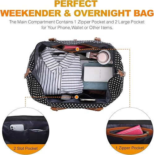 Miniatura 4 de Sucipi Bolsas de fin de semana para mujer, bolsa de lona de viaje con compartimento para zapatos, bolsa de viaje para el gimnasio, bolsa de viaje