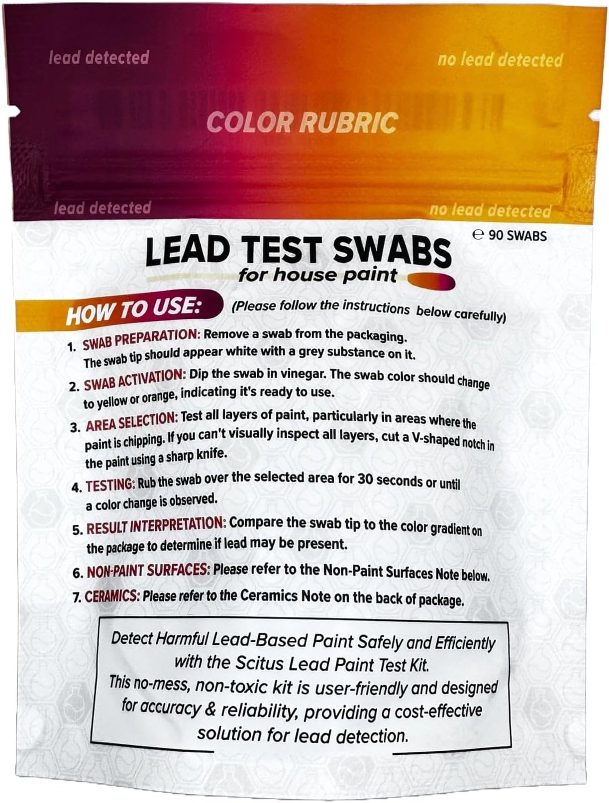 Scitus Know Understand - 90 Count Lead Test Kit for Paint, Ceramics and More - Fast, Accurate Results - Make Your Home Lead Safe - Home Lead Test Kit - Activate with Household Vinegar