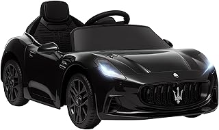 AIYAPLAY Voiture électrique Enfants sous Licence Maserati Gran Turismo Folgore, véhicule électrique 12V avec télécommande 2,4G, phares LED, Musique, klaxon, MP3, Voiture pour Enfants 3 à 5 Ans, Noir