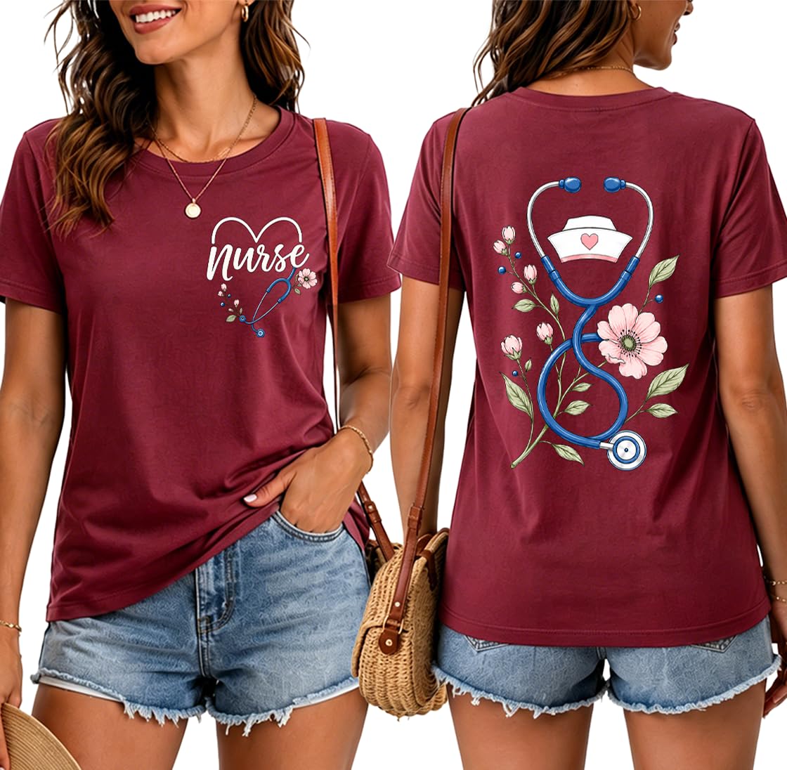 Nurse Shirts for Women Boho Floral Nurse Life T Shirt