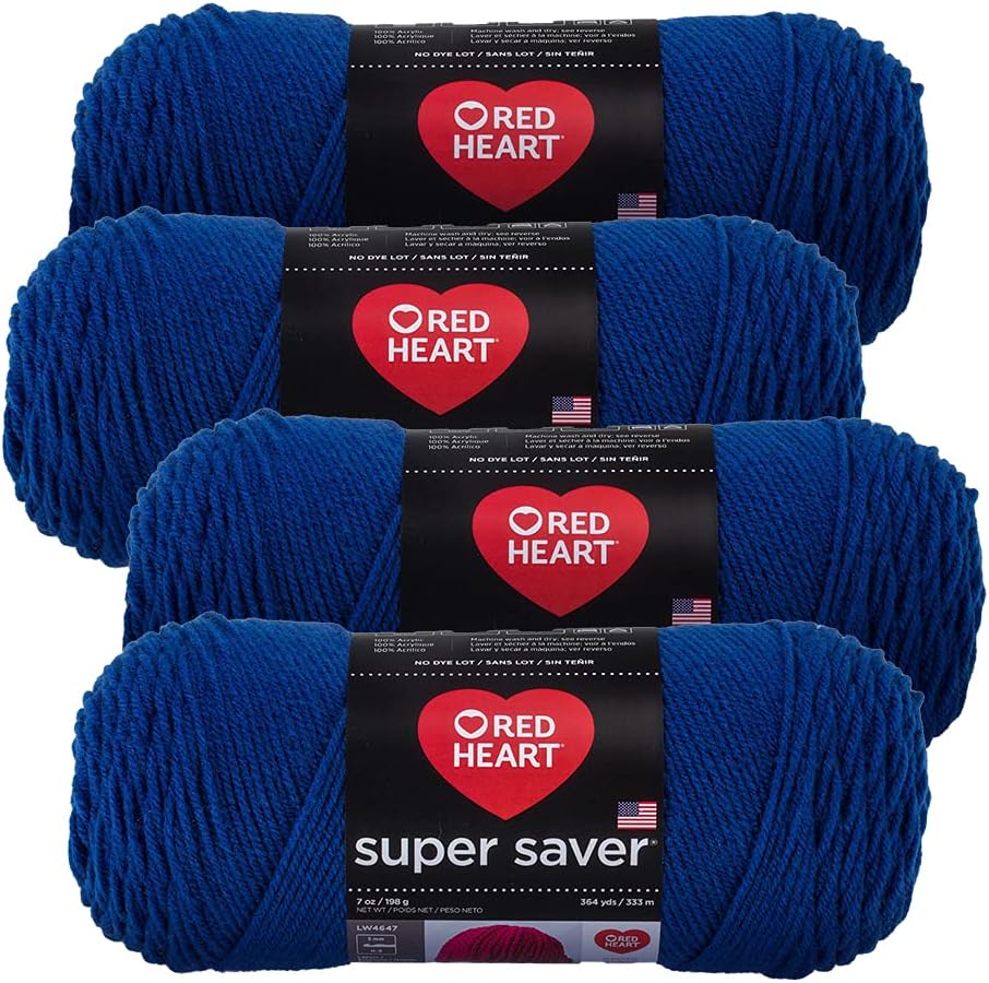 Red Heart Super Saver Yarn (4-Pack of 7oz Skeins) (Royal)
