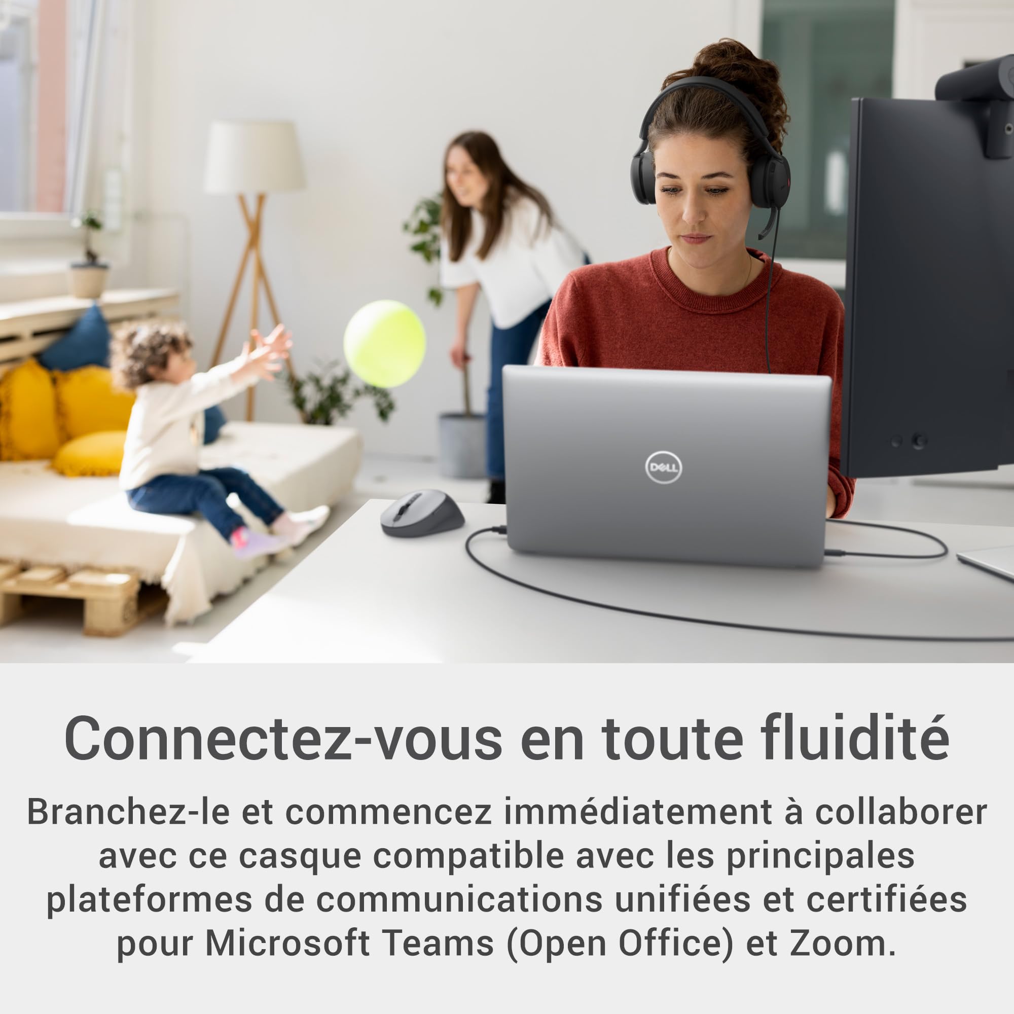 Dell Pro Plus Headset Casque Filaire ANC WH5024, Micro IA, Certifié Teams