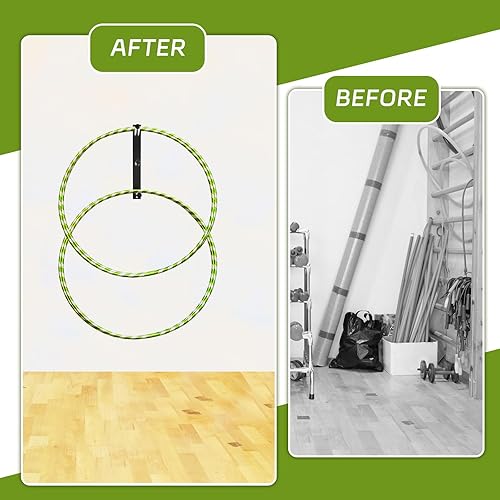 Miniatura 5 de Zonon 2 piezas de hierro montado en la pared soporte de 3 barras soporte de aro negro estante de almacenamiento para gimnasio