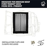 Vista 5 de VanEssential Rejilla completa de malla para puerta trasera, diseñada para furgonetas Ford Transit con techo medio SÓLO - Cierre con cremallera