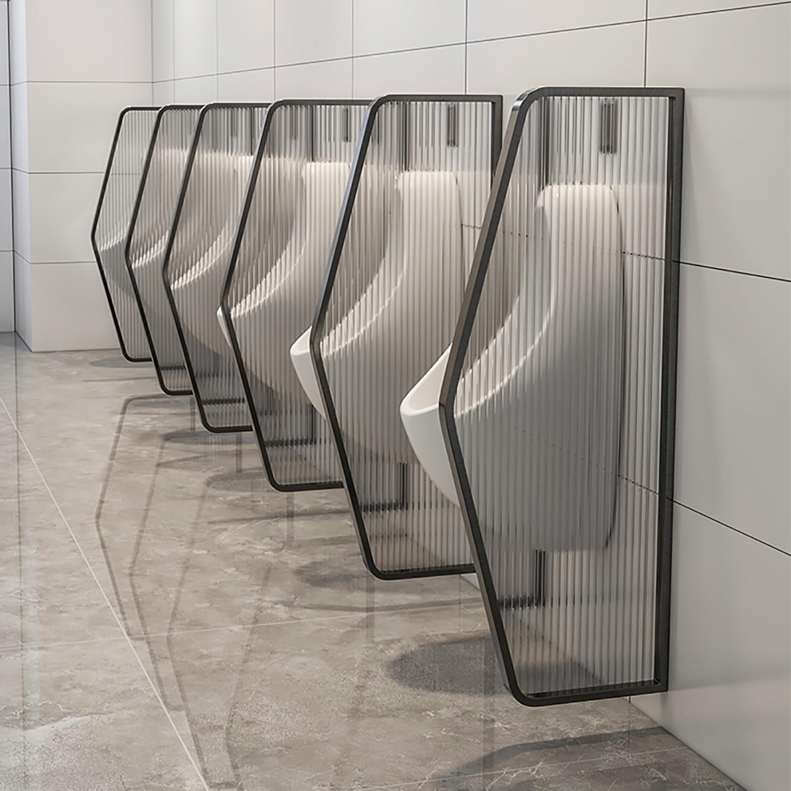 Generico Divisorio per orinatoio a Parete, in Vetro Traslucido con Struttura in Acciaio Inox, Ideale per Bagno, Ufficio, Ristorante e Hotel - per Maggiore Privacy e Stile.