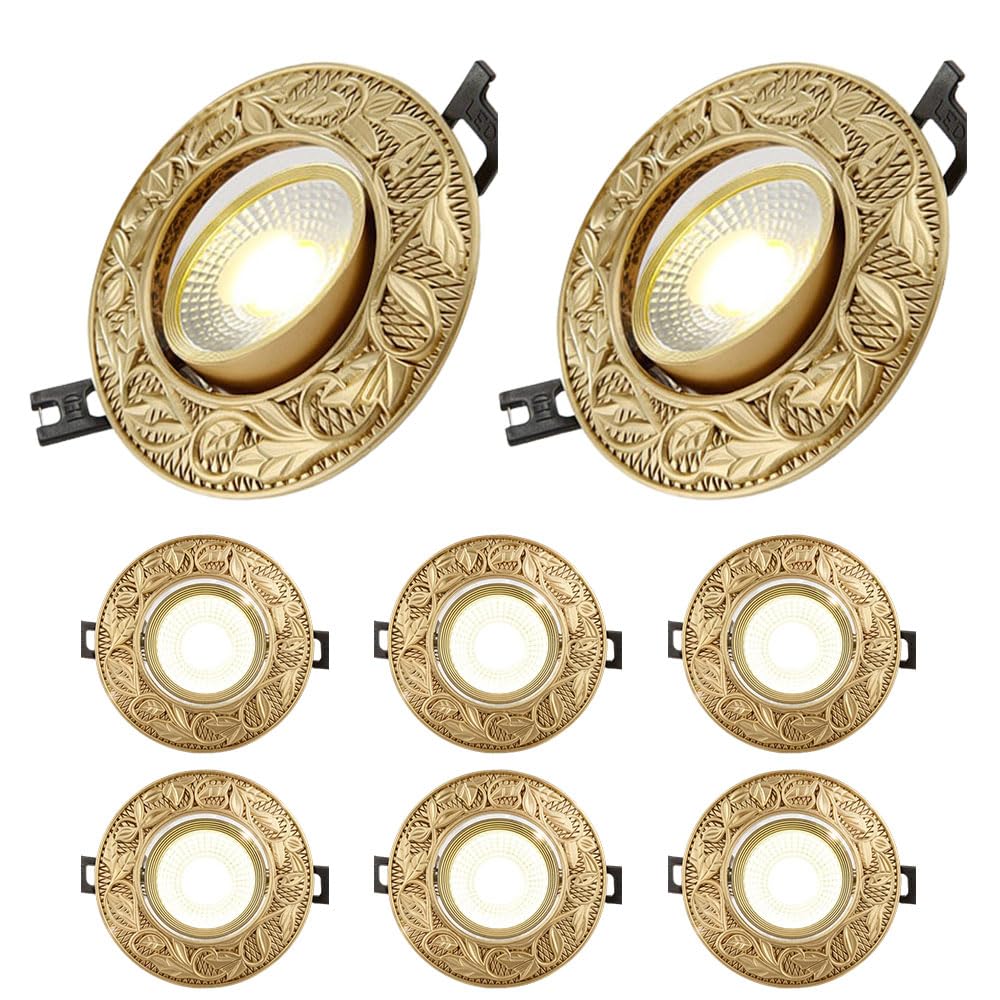 Projecteur de rénovation eyeball spot encastré LED 7W laiton dimmable x8
