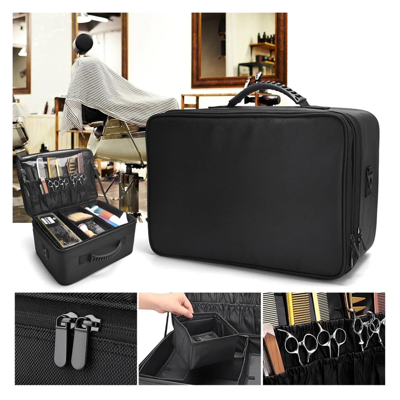 Borsa da Parrucchiere Borsa da Barbiere di Grande capacità, Forbici for Trucco, Strumenti, for Parrucchieri, Organizer for Cosmetici, Borse da Viaggio Multifunzione per Parrucchiere