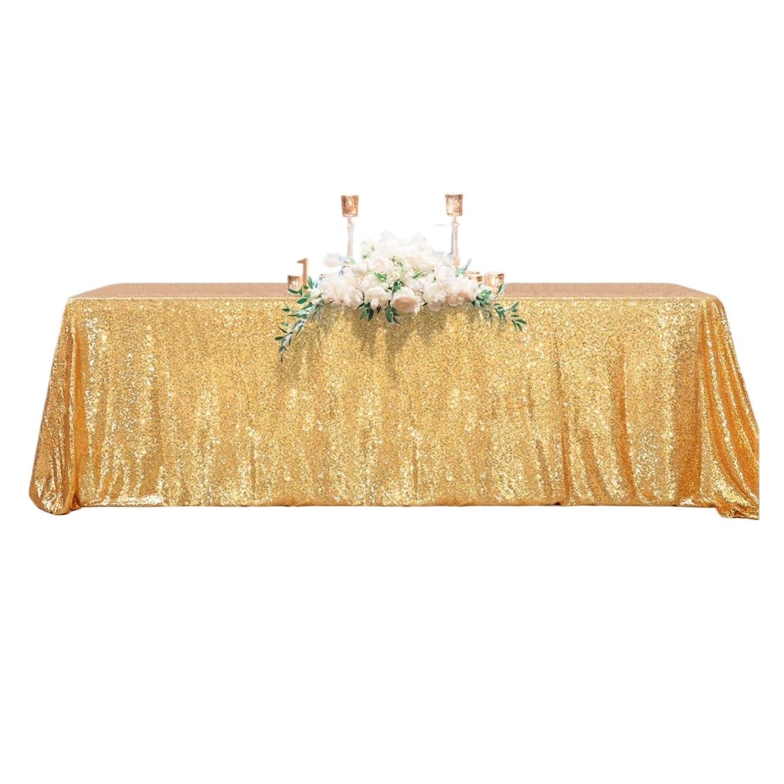 L6NqIAG Sequin Tablecloth Sparkly Sequin Tablecloth Rectangle Table Overlays Party Decorations Vintage Wedding Cloth(Gold,100x130cm)