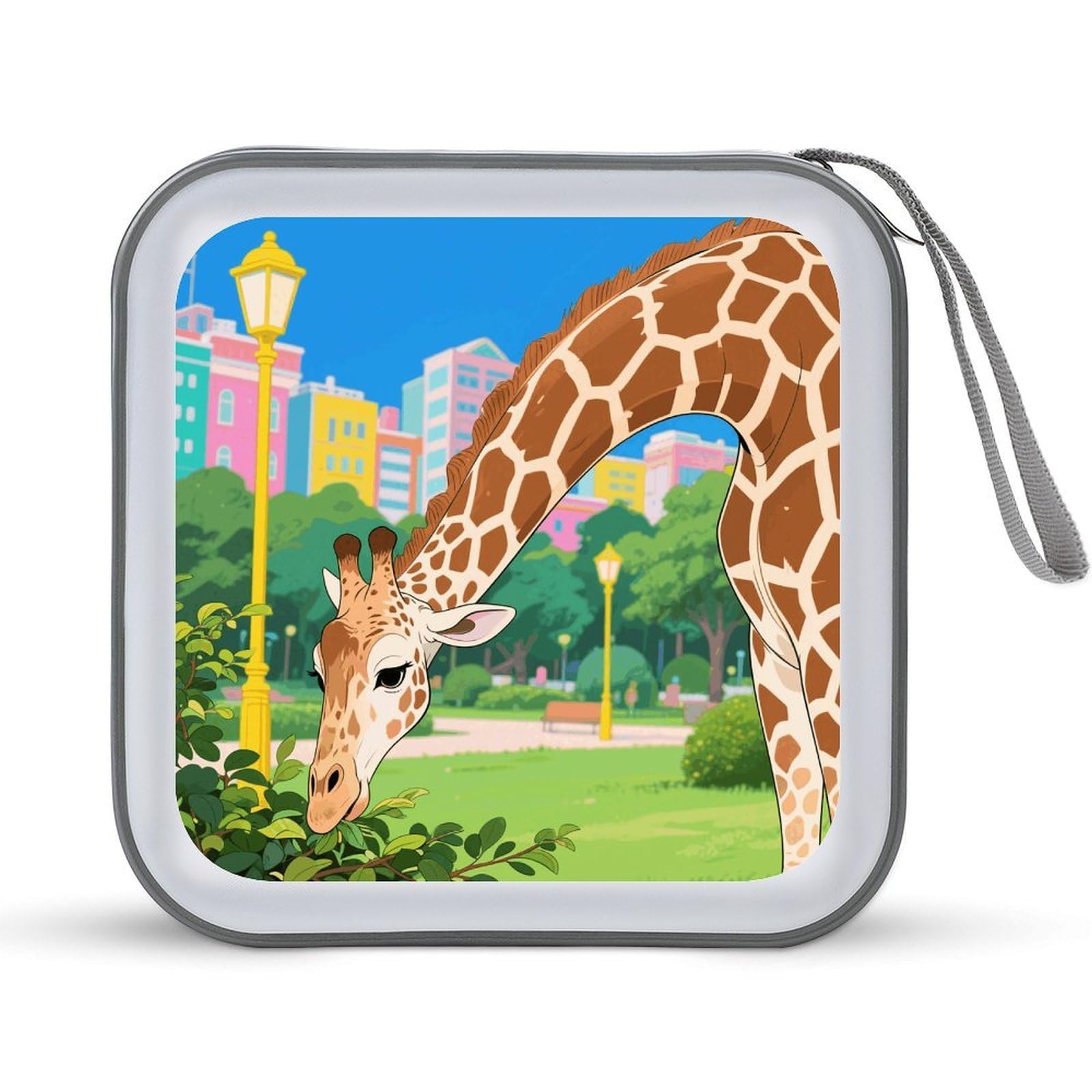 VstaDank Masai Giraffe CD Case Portable Zipper CD Case 40 Capacity Hard Plastic DVD Cases Holder Large Storage Disc Wallet Bag for Car Home Travel DVD Collection Bag