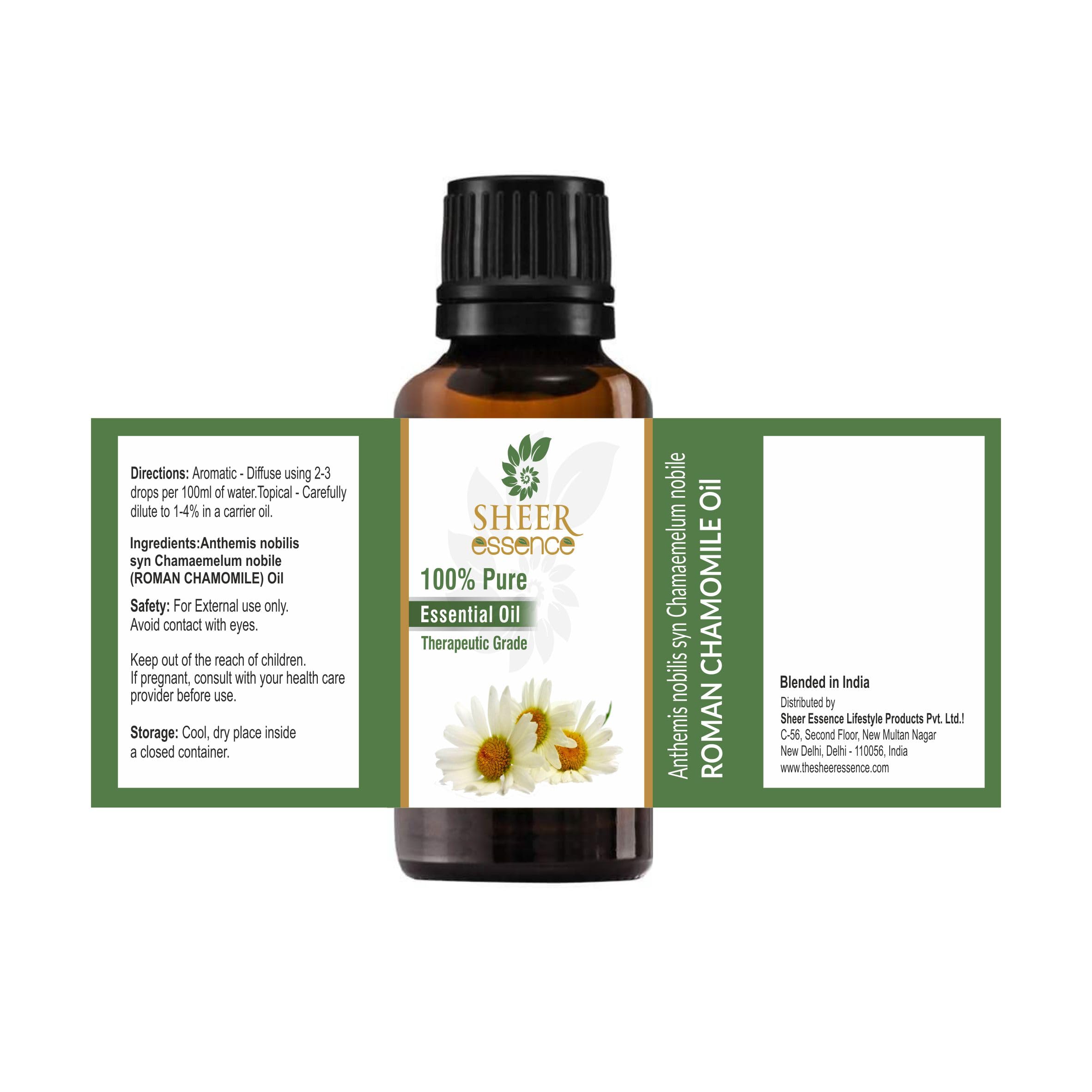 Roman Chamomile Oil (Anthemis Nobilis Syn Chamaemelum Nobile) Essential Oil 100% Pure Natural Undiluted Uncut Therapeutic Grade Oil 0.33 FL.OZ