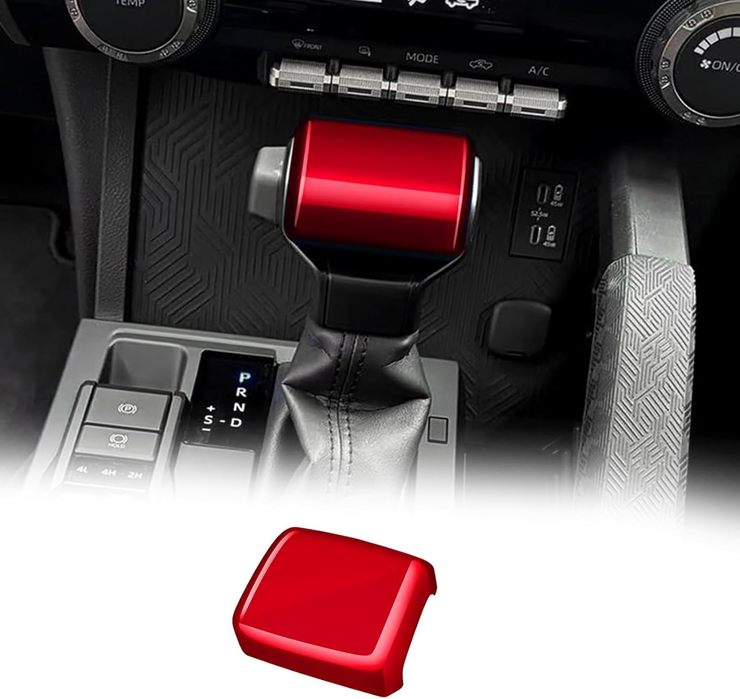 Car Shifter Gear Interior Accessories for Toyota Tundra/Sequoia 2022-2025 Tacoma 2024+ 4Runner 2025+ Protection Cover Automatic Shift Knob Cover Dark Red