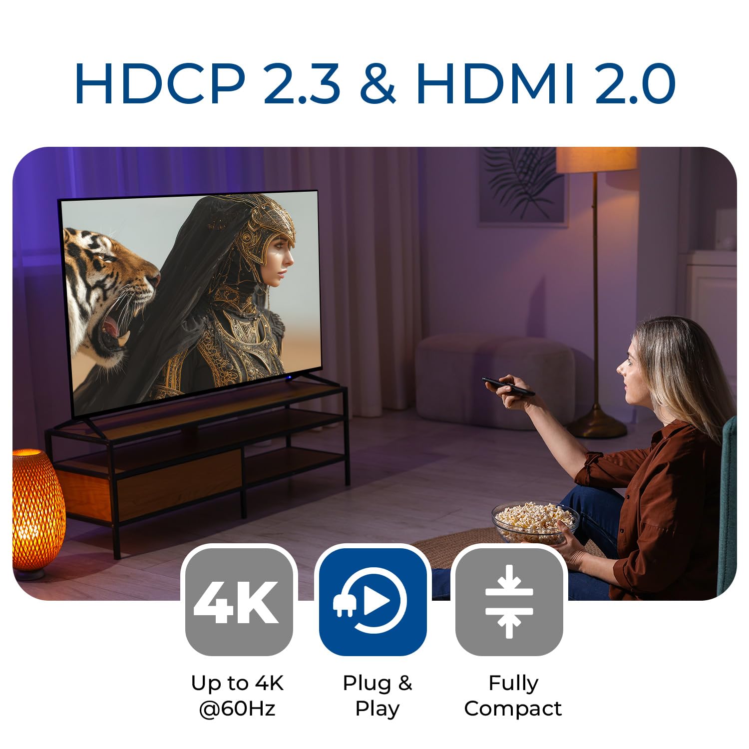OREI Répartiteur HDMI 4K 1 entrée 2 sorties 4:4 8 bits - Boitier HDMI 2.0, HDCP 2.2, 18 Gbit/s, 4K @ 60Hz HDMI Duplicateur/distributeur UltaHD haute résolution 1x2 (UHDS-102C)