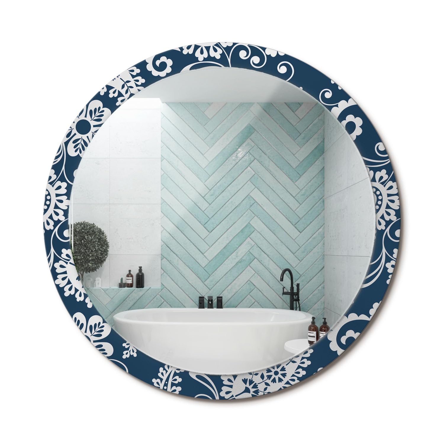 Miroir rond avec motif graphique fi100 pour illuminer et agrandir votre chambre ou votre salon