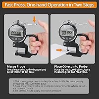 Vista 5 de Neoteck Medidor de Grosor Digital 0.5 pulgadas/12.7mm, 0.00005 pulgadas/0.001mm Pantalla LCD con Conversión Pulgadas/MM Herramienta de Medición