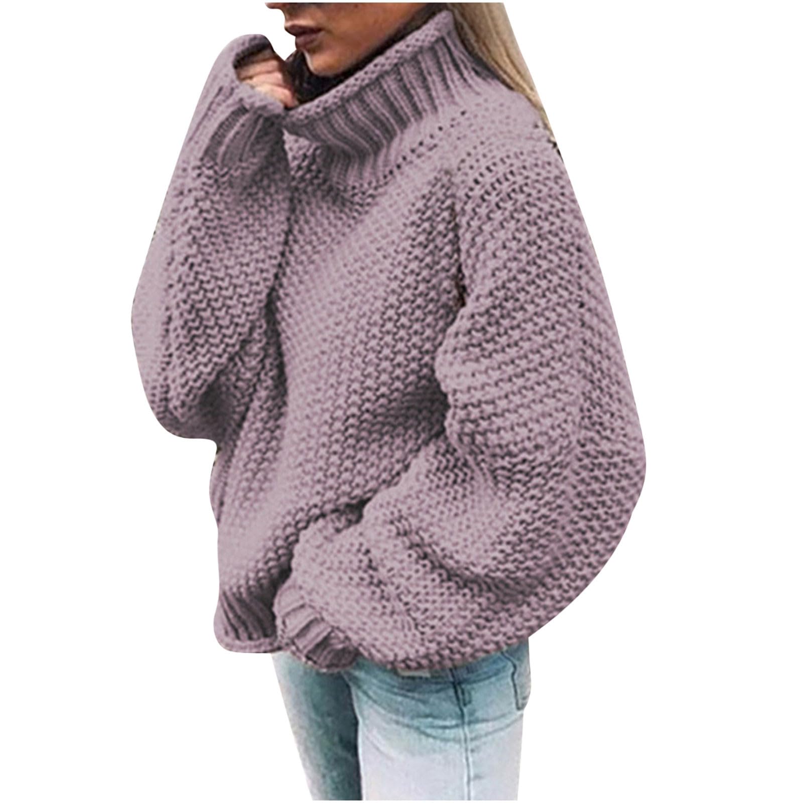 Casual Turtleneck Sweaters for Womens Fashion Fall Winter Chunky Long Sleeve Knit Oversized Pullover Sweaters