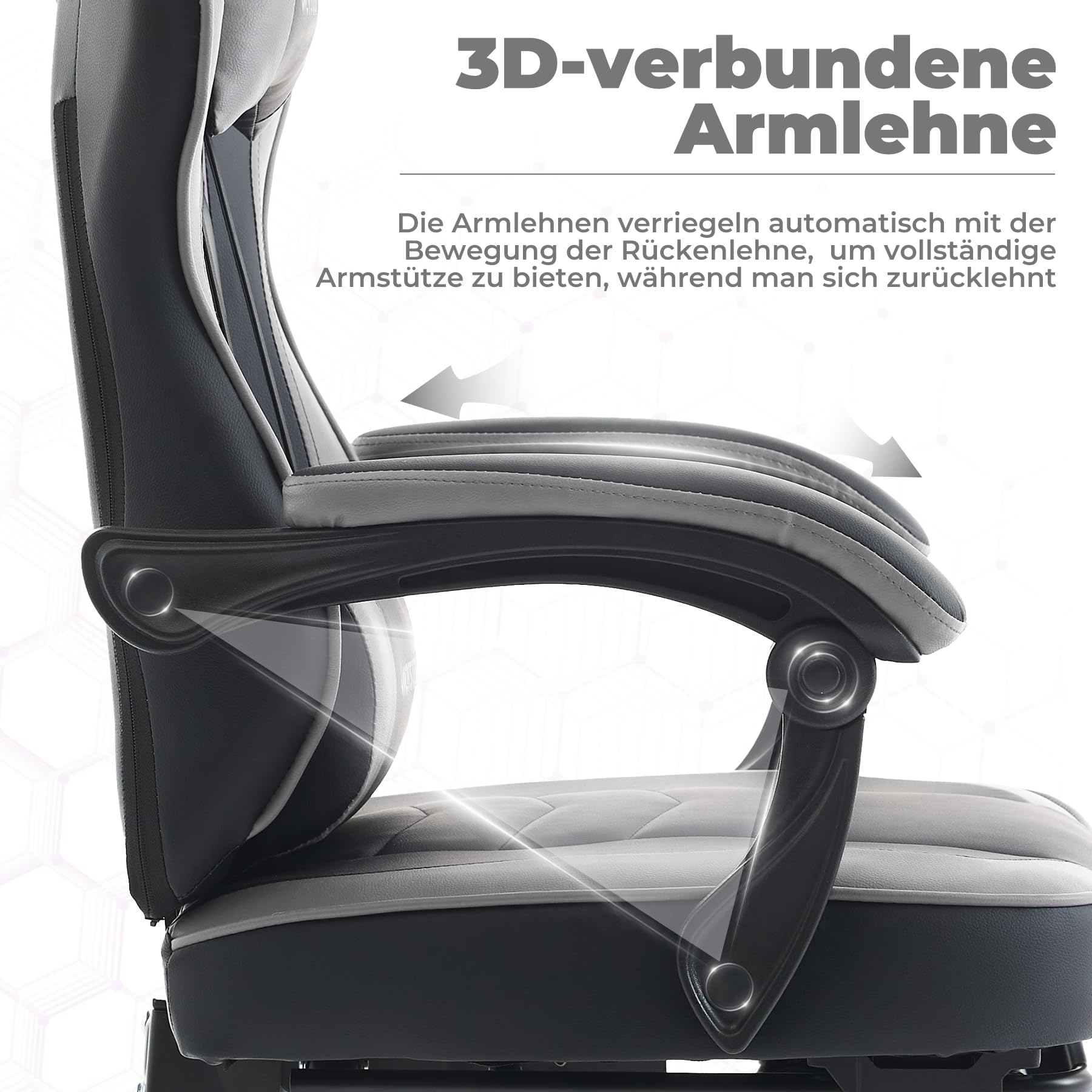 Gaming Chair Computerstuhl Ergonomischer Gaming Stuhl mit Fußstütze Bürostuhl Ergonomischer Computerstuhl mit Lendenwirbelstütze Dunkelgrau