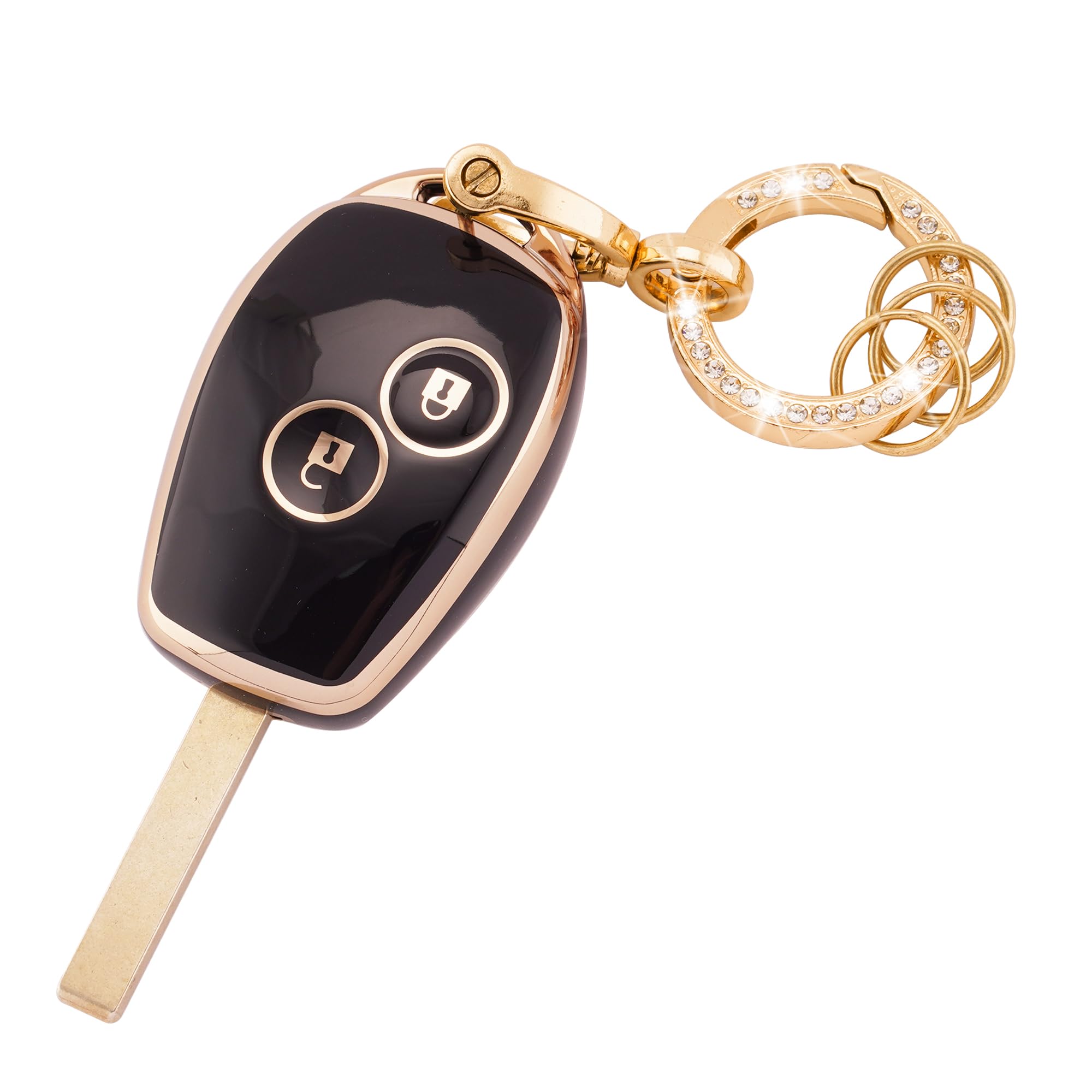 KUNIO Custodia portachiavi in pelle adatta per Renault Captur 2 Kadjar Dacia Sandero Stepway Duster Espace Grand Scenic IV Kangoo Talisman protezione portachiavi, Blu, Keyless 4 Tasten