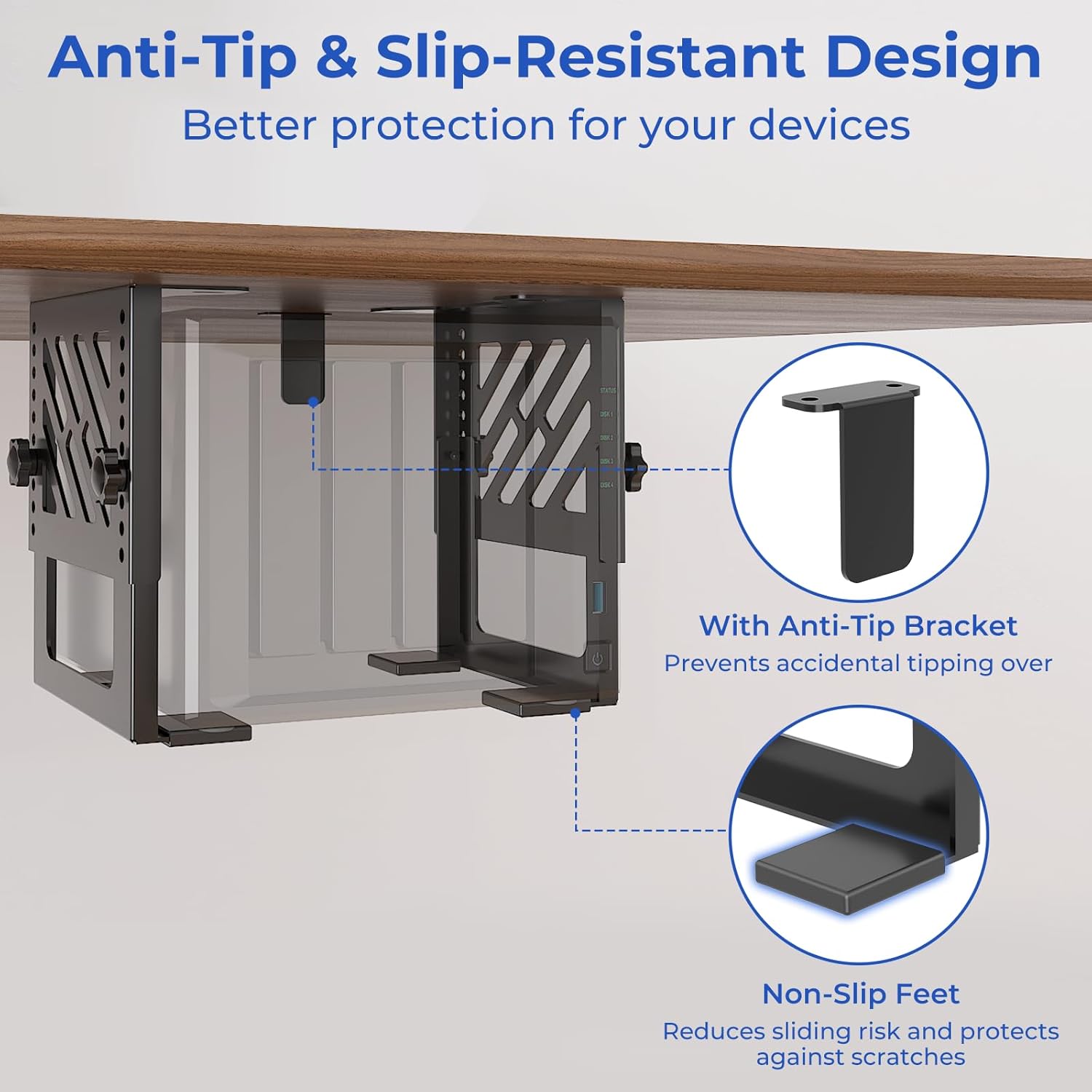 Metal Under Desk Mount for NAS Adjustable Mounting Bracket for Desktop NAS 1/2/4 Bay Network Attached Storage Under Desk Holder for NAS/Small PC/SFF Desktop Tower/CPU/UPS and More with Cable Ties 5 71reRuiPiHL. AC SL1500