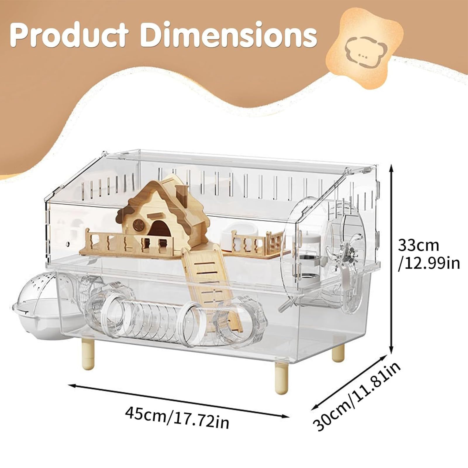 Jaula De Hámster De Acrílico con Accesorios, Jaula Transparente, Casa De Roedores, Hábitats para Mascotas De Acrílico Transparente De 2 Capas, para Roedores,Uso Tienda De Mascotas