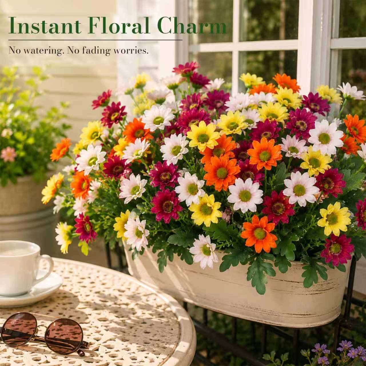Outdoor UV Resistant Artificial Daisy Flowers - 18 Bundles Fake Daisies, Realistic Faux Floral Decor for Home, Porch, Garden & Planters image 5