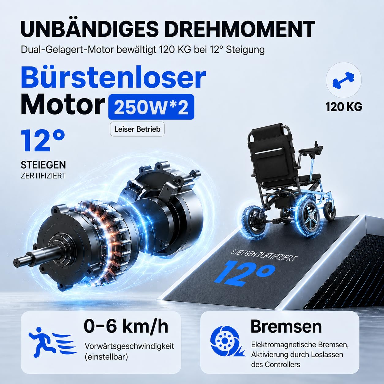 Fauteuil roulant électrique pliable de 13 kg, avec éclairage LED, portée de 48 km + avec 2 piles au lithium, fauteuil roulant électrique tout-terrain, fauteuil roulant motorisé portable