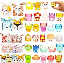 64 Pieces Children's Birthday Gifts 32 Squishy Birthday Gadgets with 32 Gift Bags for Children Stress Relief Gadgets Gifts for Students End of School Year Invited