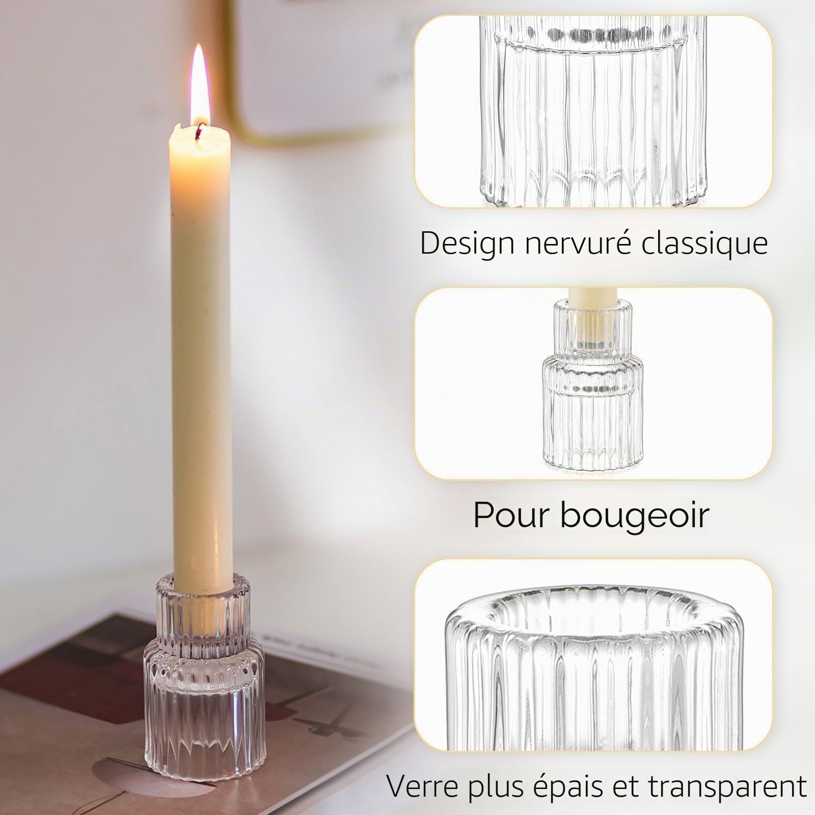 Romadedi Petite Chandelier Bougeoir Verre - Lot de 20 Bougeoir Decoratif Mariage Noel Decoration Maison, Supports pour Bougies Coniques Centre de Table Salon Chambre