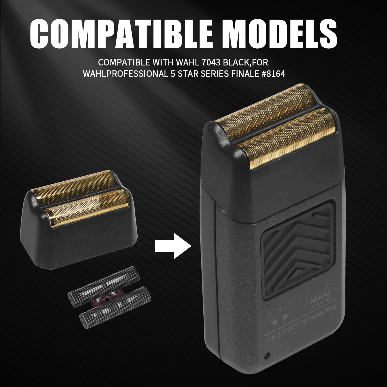 Lámina de repuesto profesional para afeitadora serie 5 estrellas final – 3 piezas, compatible con Wahl 7031-100 y 7043-100 – Negro