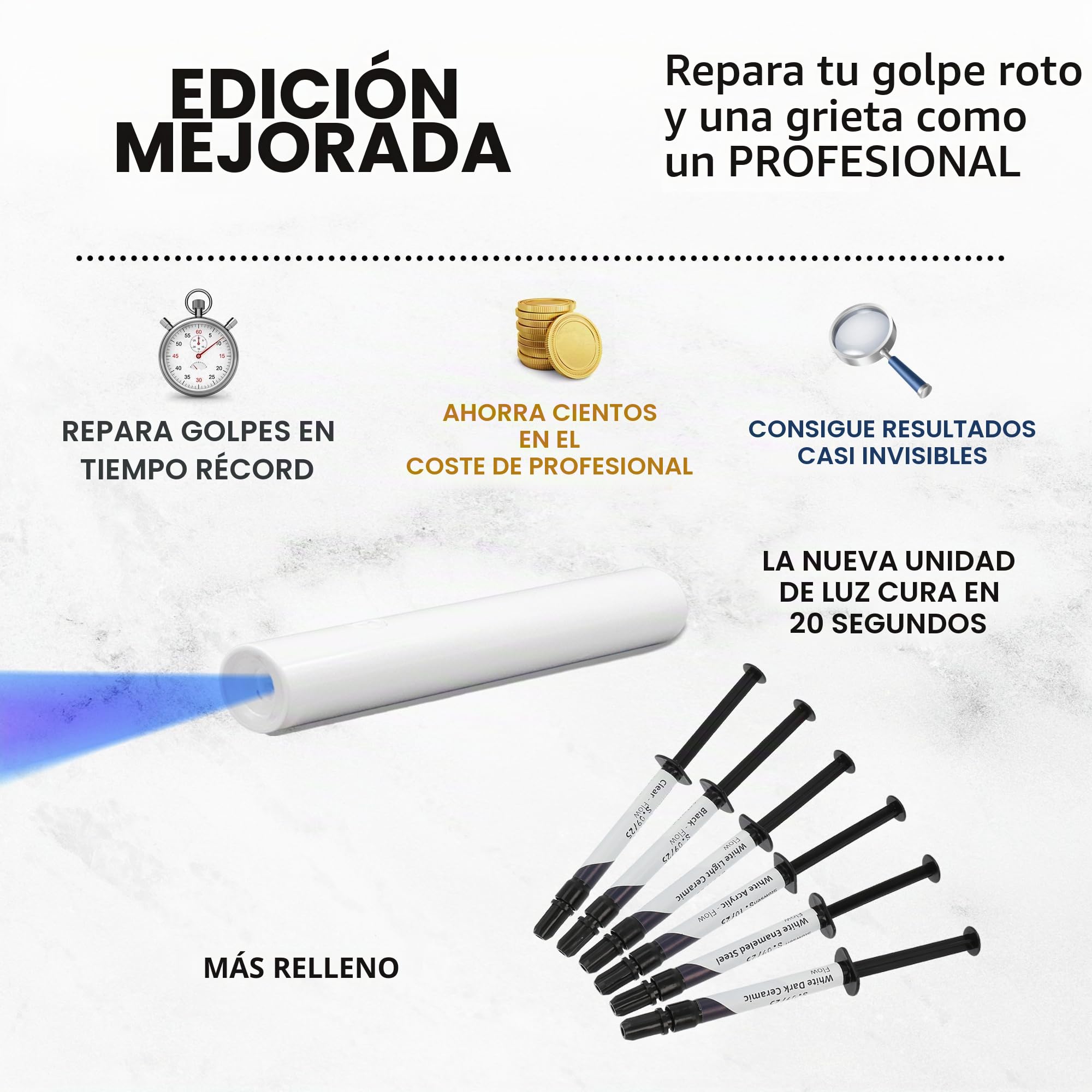 White Surface Repair Kit - Fix Chips & Defects in Minutes | Restore Tiles Bathroom Fixtures and Countertops With Ease | For Porcelain Fiberglass Corian Acrylic Ceramic and Enameled Surfaces