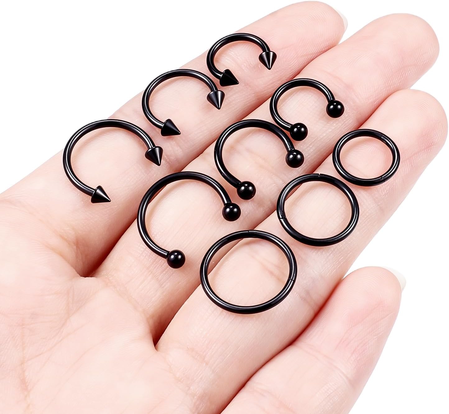 Lcolyoli 16G Septum Rings Internally Threaded Surgical Steel Septum Jewelry Lip Rings Hoop Clicker Labret Jewelry Horseshoe Earrings Smiley Daith Piercing Jewelry for Women Men DIA.8mm/10mm/12mm - Image 4
