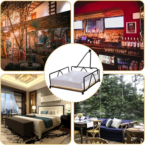 Miniatura 5 de Servilleteros para mesa de cocina, dispensador de servilletas, soporte plano de madera para toallas de papel con brazo de tensión ponderada para