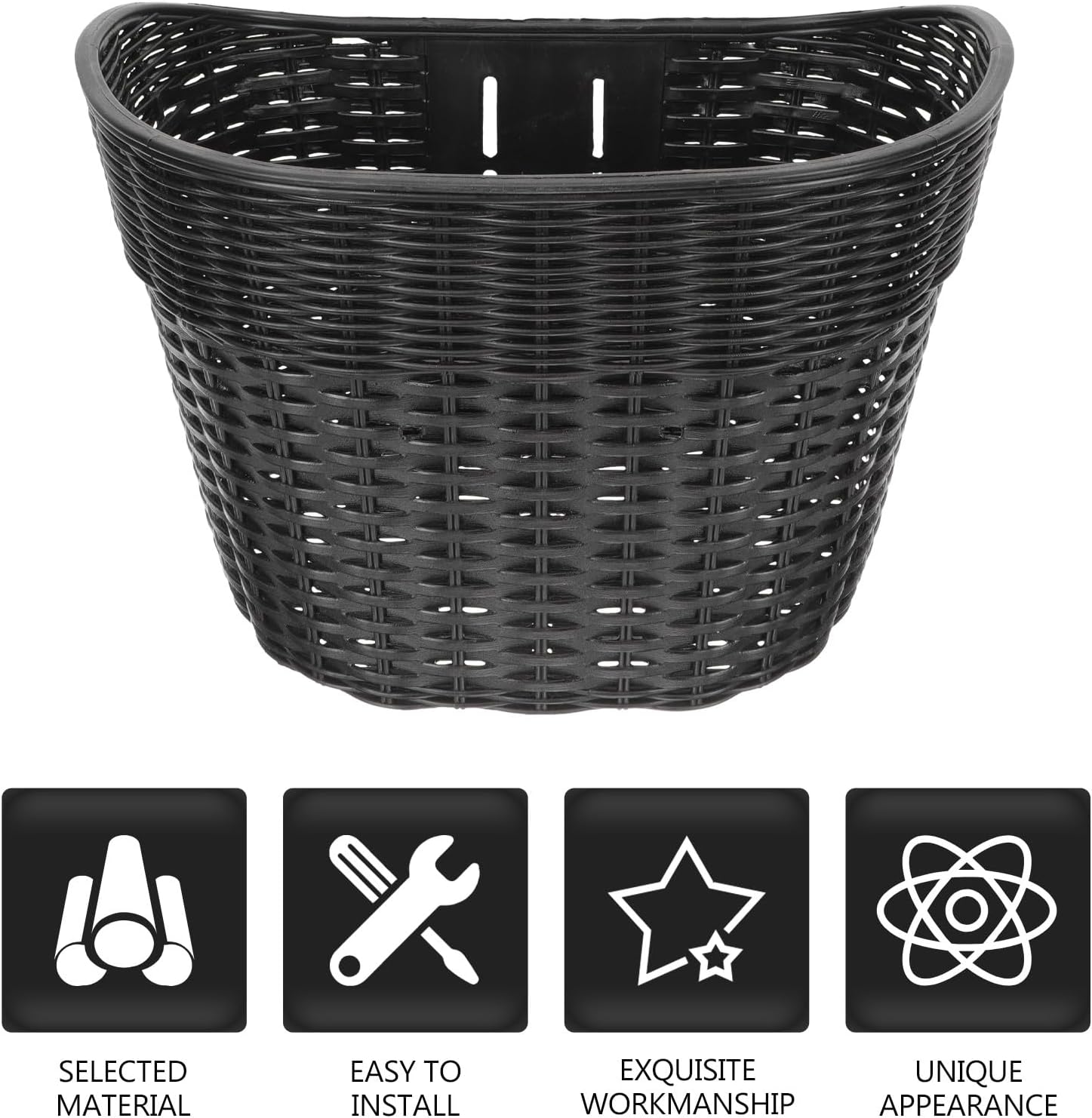 Cabilock Vintage Wicker Bike Basket Front Handlebar Hanging Basket Compact Dark Anti-Rust Cycling Accessory for Adult Bicycles Grocery and Daily Use