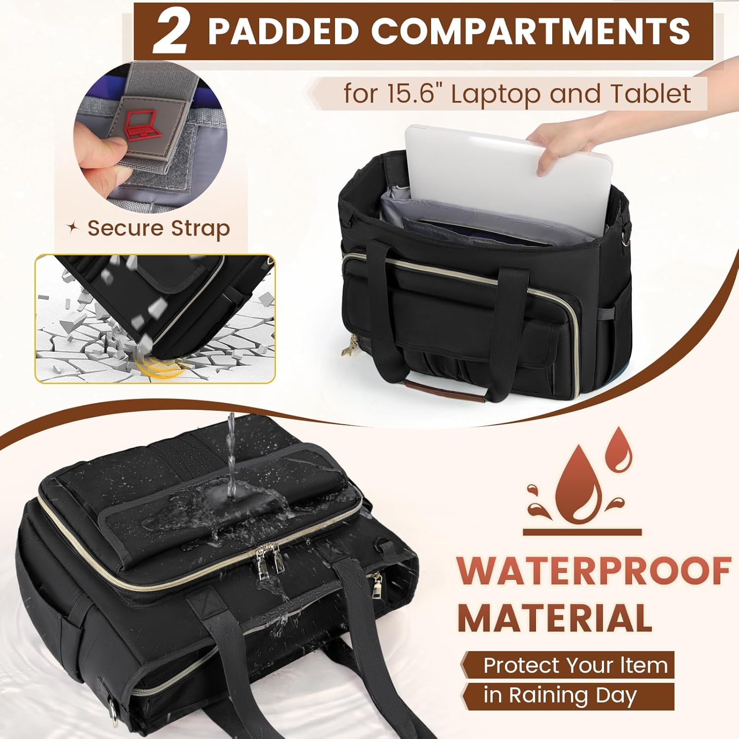 RAINSMORE Teacher Tote Bag 15.6 inch Laptop Bag for Women Work Bags Nurse Bag Lightweight Laptop Tote Computer Briefcase - Image 5