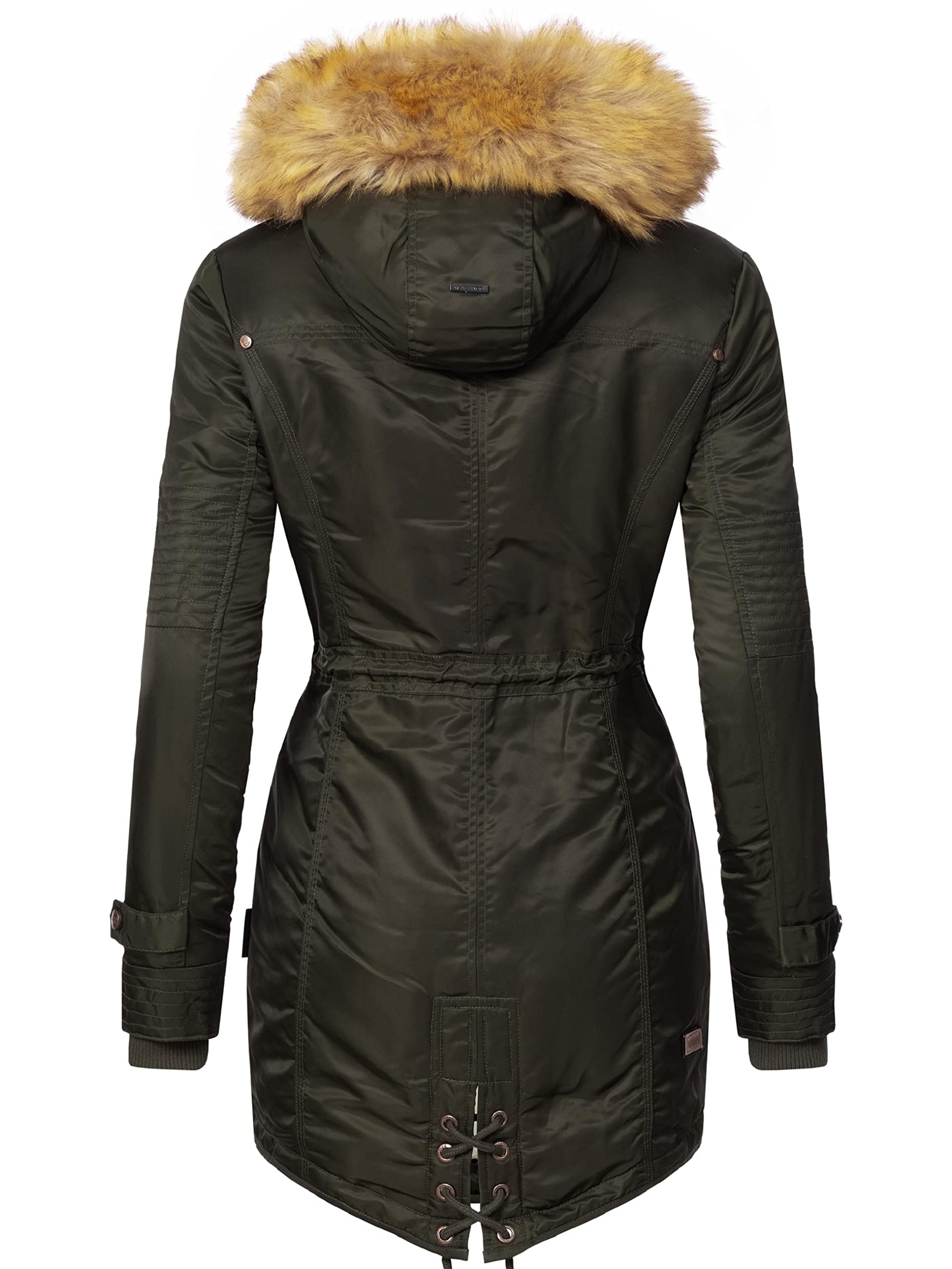 Navahoo Damen Wintermantel Warmer Parka lang mit Kapuze La Viva XS-3XL