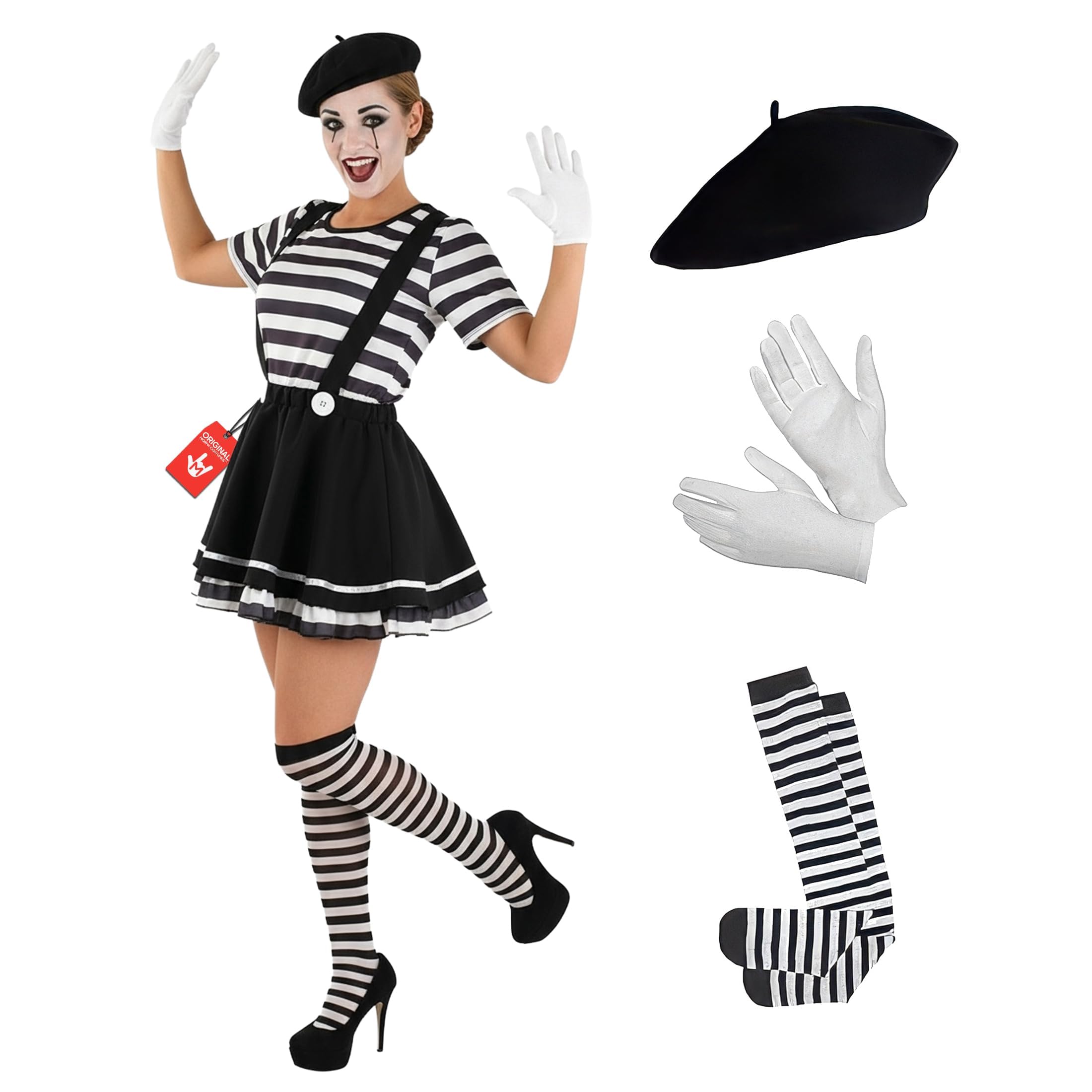 Fun Shack Mime Costume Women, Circus, Halloween Costumes for Women, XS