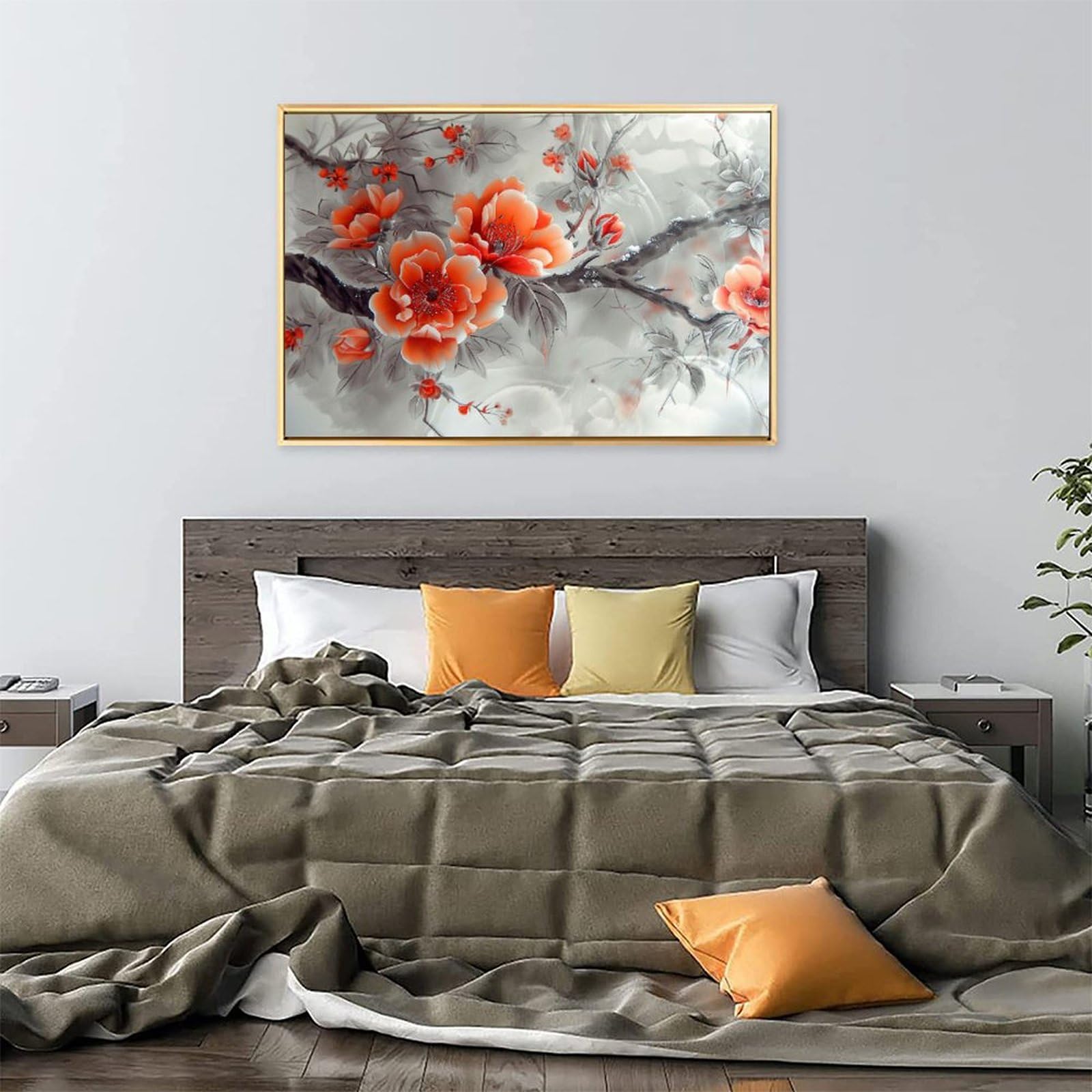 Amazon.co.jp: 絵画 ピンクの梅の花ピンクの梅の花インテリア 絵画