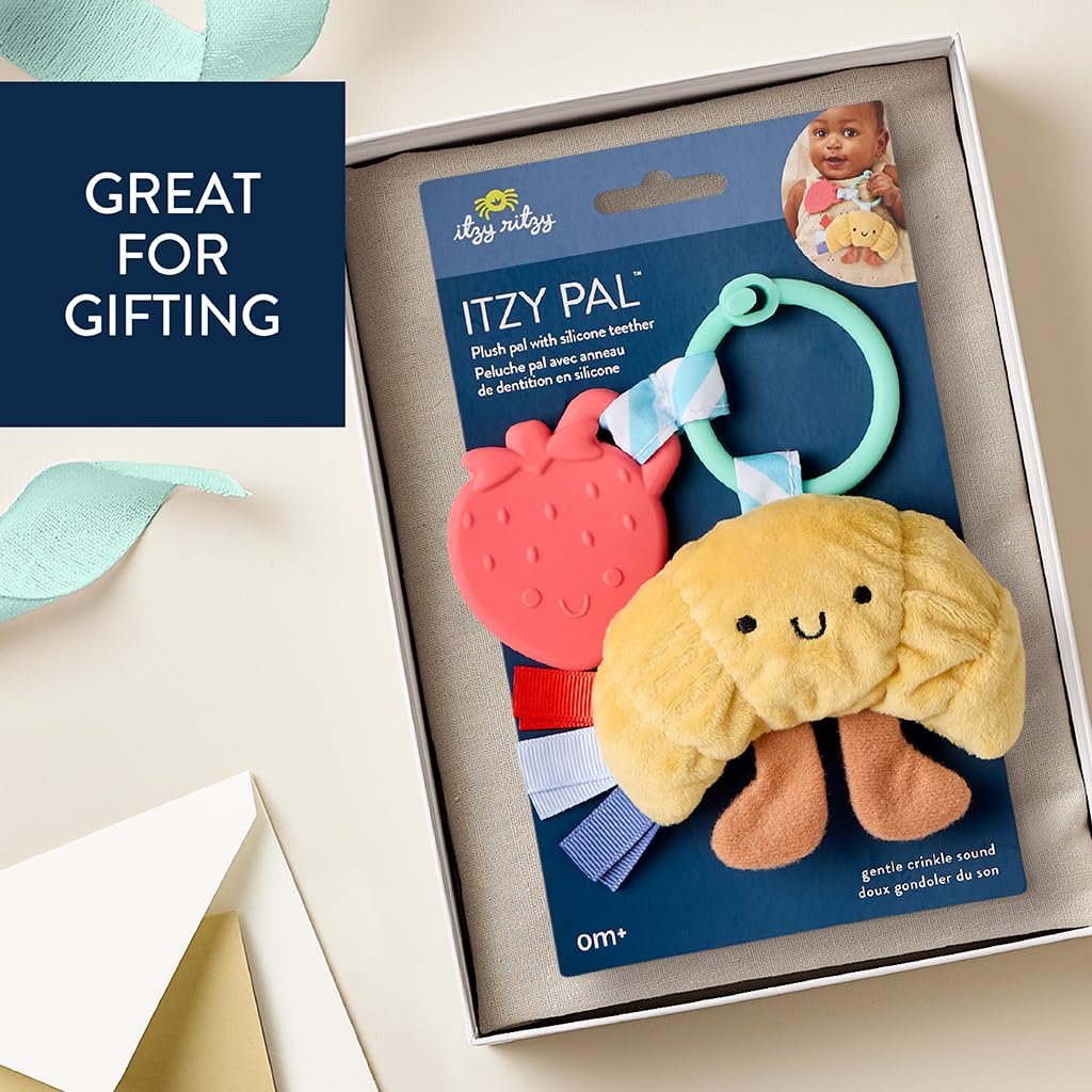 Itzy Ritzy Baby Teething Toy with Lovey, Infant Toy for 0+ Mos (Croissant) image 5