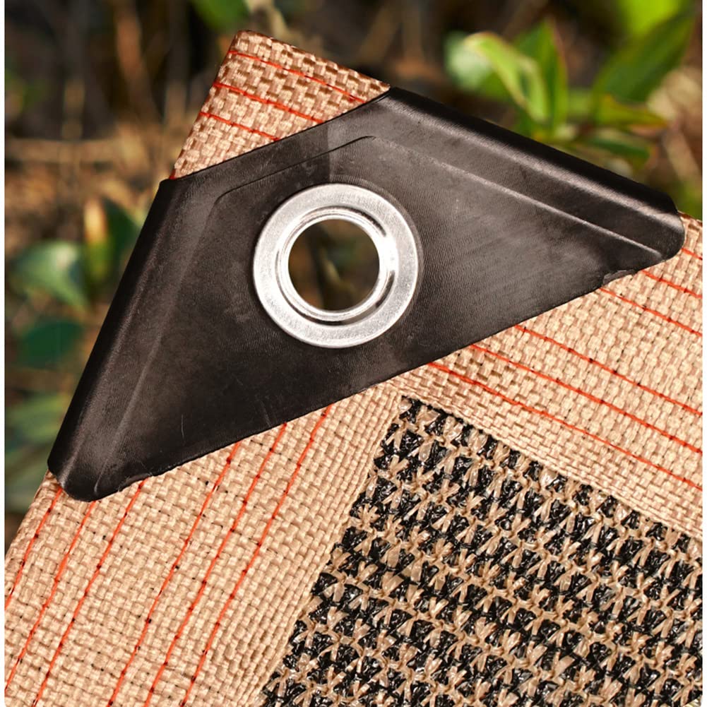 Red de Sombra Resistente a los Rayos UV con aro metálico para sombreado de Patios al Aire Libre, Transpirable y para invernaderos de Cristal y Sombras, Color marrón, 5 x 8 m