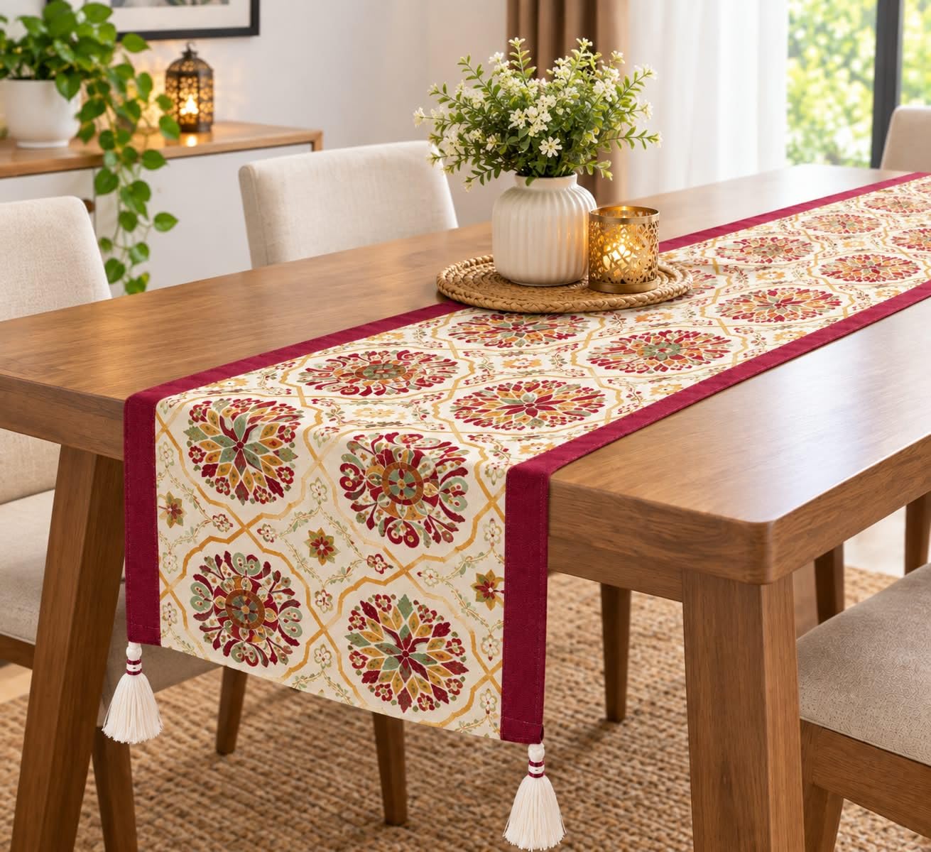 Elegant Cotton Table Runner - White -17