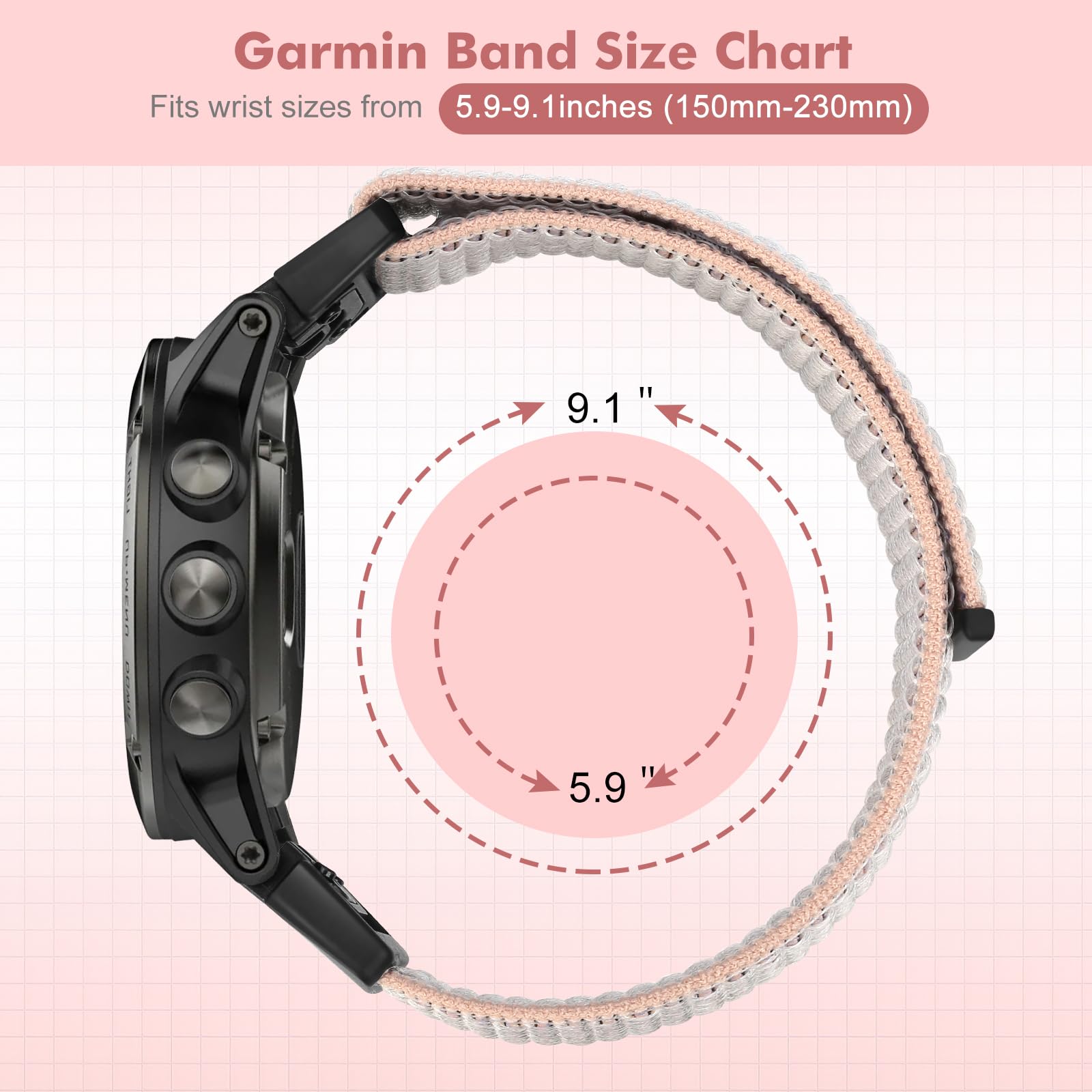 BTTNG 22mm Watch Strap Compatible with Garmin Fenix 8 47mm/7/7 Pro/6/6 Pro/5 Plus - Image 4